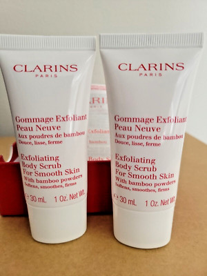 2-PACK Clarins Exfoliating Body Scrub with Bamboo Powders Smooth Skin - 1oz each