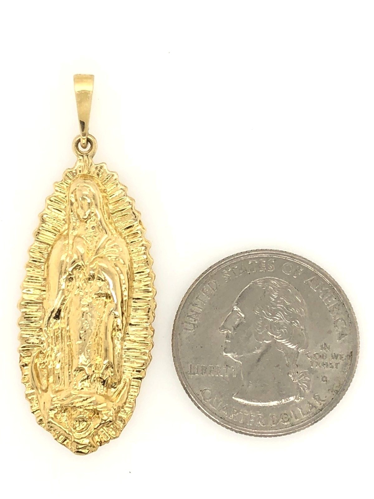 14k Yellow Gold Mother Mary Lady of Guadalupe Religious Charm Pendant 7 ...