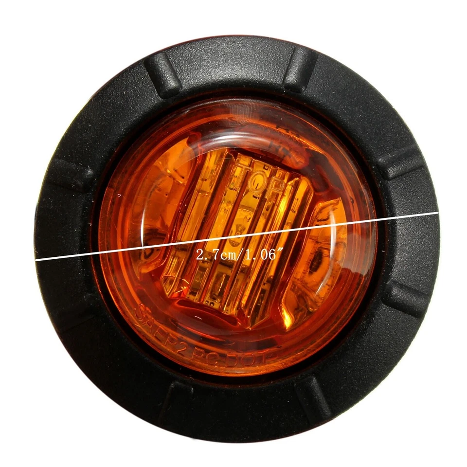 12/24V Red Yellow White Mini 12V 3/4" Round Side LED Marker Trailer Bullet Light - Image 3 of 4