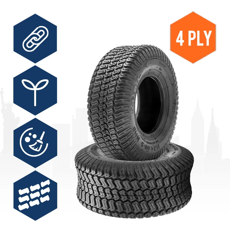 Set 2 16x6.50-8 Lawn Mower Tires 16x6.5x8 4Ply Turf Mower Tractor Tyres Tubeless - Image 4 of 4