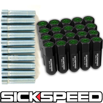 20 PC BLACK/GREEN LUG NUTS CONVERSION ADAPTER KIT 12X1.5 TO 12X1.5 FOR WHEELS