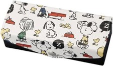 Glasses case, hard case, holds 2 pairs, Snoopy, synthetic leather, magnetic