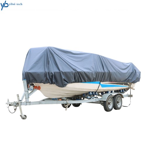 Gray Heavy 600D Marine Grade Polyester Canvas Trailerable Waterproof Boat Cover - Picture 4 of 21
