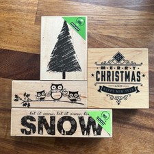 Hero Arts & Inkadinkado Christmas Wooden Rubber Stamps x4 G8066 H5443 H5854