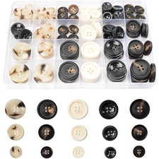 110Pcs Mixed Sewing Buttons, 4-Hole Craft Round Blazer Buttons, 5 Color 3 Size