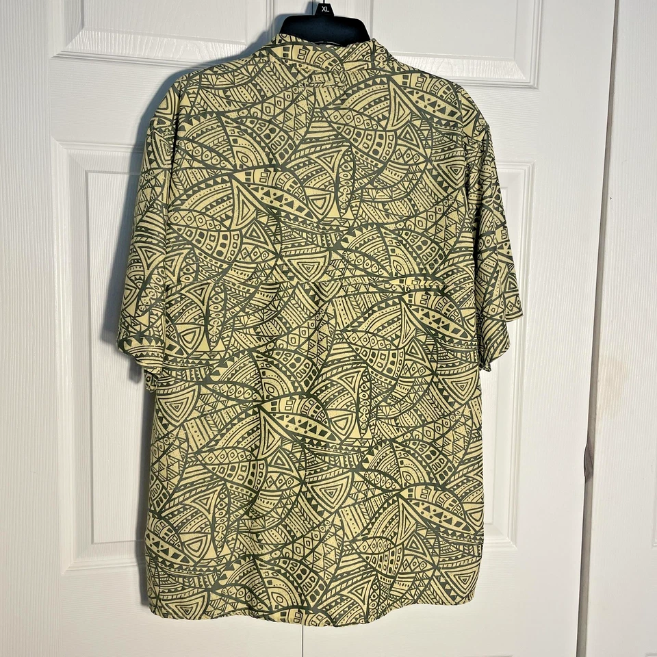 ExOfficio Shirt Men Large Yellow Green Tribal Print Button Up Vented Outdoor - Image 4 of 4