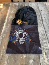 Buff USA Polar Fleece Lucky Sugar Skull Hoodie Neck Warmer Polartec Thermal Pro