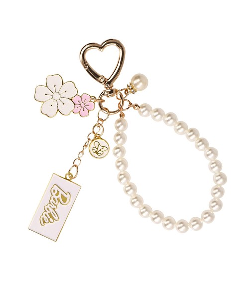 "SchlüSselanhäNger Barbie \"Pearls\" Gold Perlen Blumen Herzform TaschenanhäNger"-image