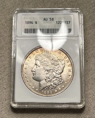 1894 ANACS Soapbox AU58 Morgan Silver Dollar **KEY-DATE MINT LUSTER** PJ