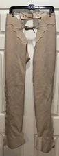 Hobby Horse Ultrasuede Scalloped Show Chaps Latte Tan Womens Medium Never Used