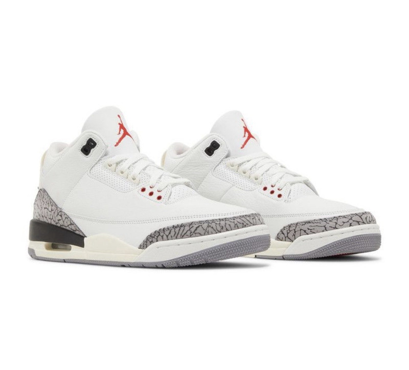 Jordan Air Jordan 3 Mid Top Leather Elephant Print Lace-Up Basketball Sneaker