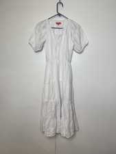 Betsey Johnson Maxi Dress SZ XS - Women's Milkmaid - Tiered - White - Swiss Dot