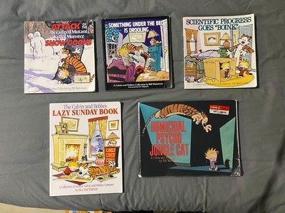 Lot of 5 Calvin and Hobbes books. Moderate condition, great for children!