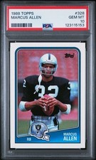 1988 Topps Football  MARCUS ALLEN Los Angeles Oakland RAIDERS PSA 10 Gem Mint