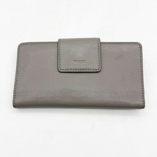 FOSSIL Gray Wallet Slim Leather Snap Closure Bifold Card Slots