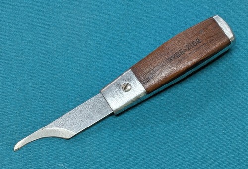 HYDE # 2108 Adjustable Mill-Knife Aluminum Body Hardwood Scales Handle w/ Blade