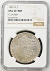 1880 CC Morgan Silver Dollar NGC UNC Detail Genuine Cleaned