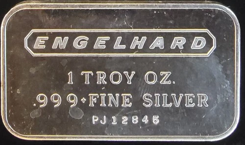 Engelhard Ingot Rare Repeat Serial Number Vtg Bullion-0.999 Silver 1 Oz Art Bar