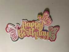 Happy Birthday Butterflies Scrapbook Title Handmade Paper Pieced Die Cut