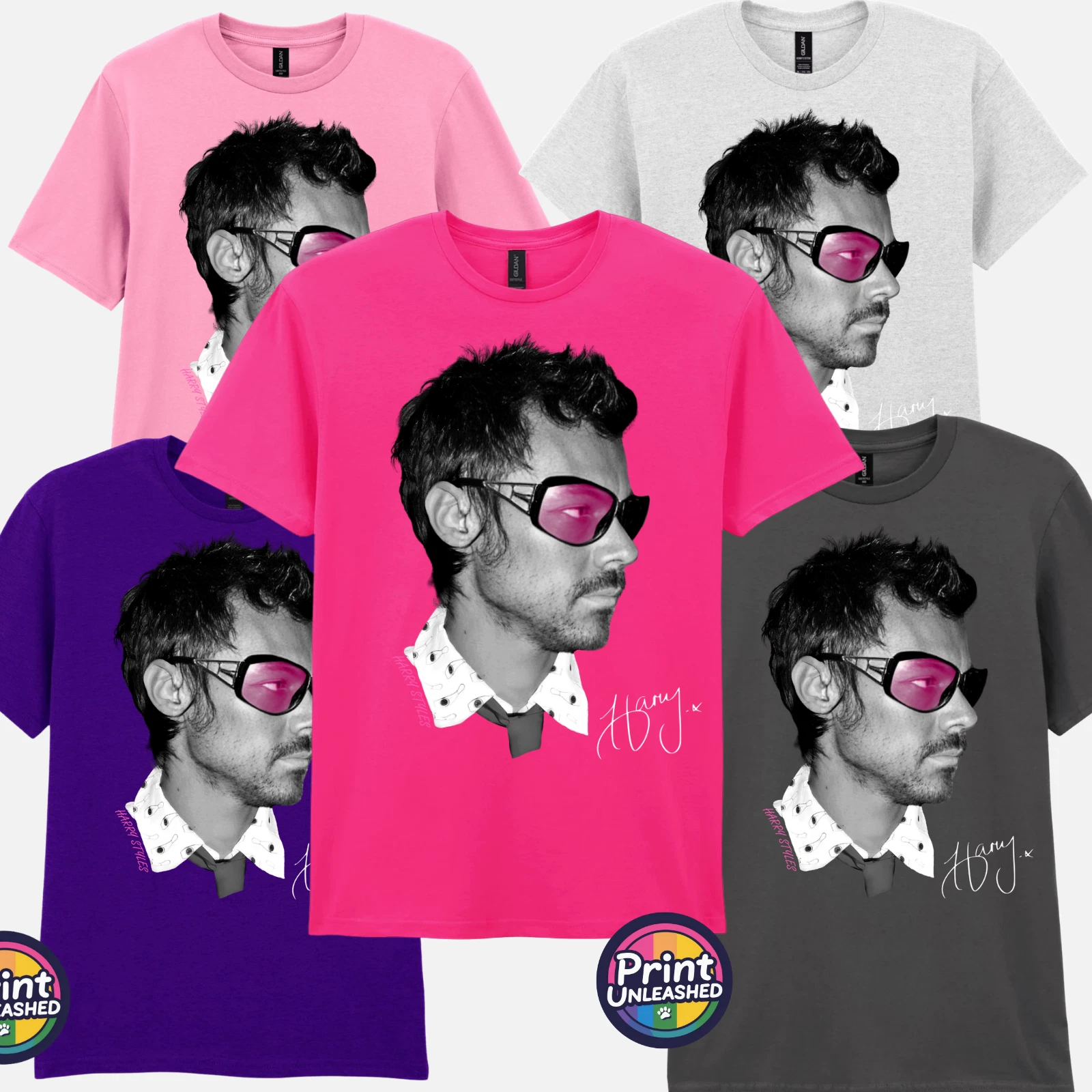 Harry Styles T-Shirt Harry Image & Printed Signature Tee Unisex Multiple Colours
