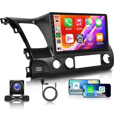 For Honda Civic 2006-2011 Apple CarPlay Android Auto Car Radio Stereo Wifi w/Cam