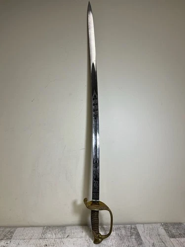 RARE US CIVIL WAR M1850 FOOT OFFICERS Etching Sword Solingen w/Later Period Scab
