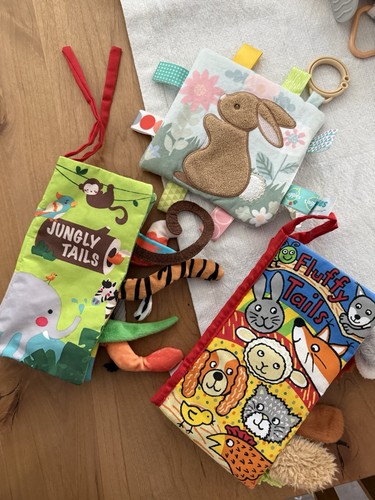 Lot of 3 Soft Cloth Non-Toxic Plush Puppet Sensory Activity Baby Story Books
