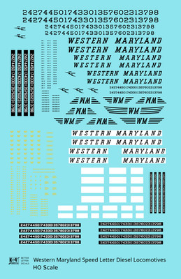 K4 HO Scale Decals Western Maryland Diesel Locomotive Circus Scheme