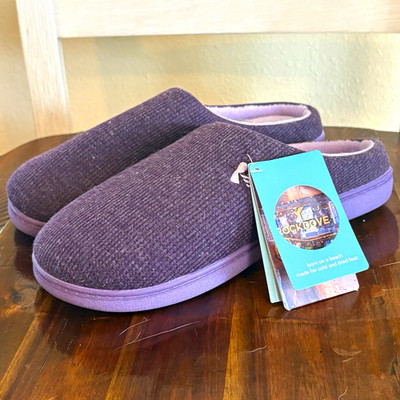 RockDove Women s Purple Slip-On Slippers US 7 Knit Fabric Cushioned Rubber