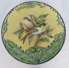 Santa Rosa Art Pottery Bird Chop Plate Large 15" Majolica Dish Hand Painted