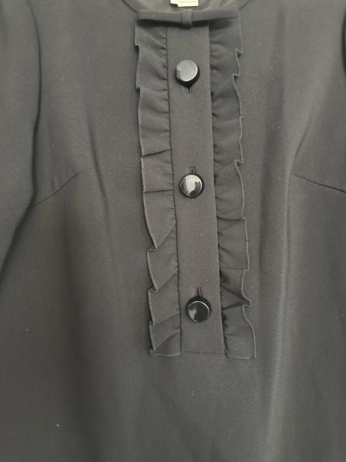 Abito Kate Spade New York nero ponte con volant taglia 10