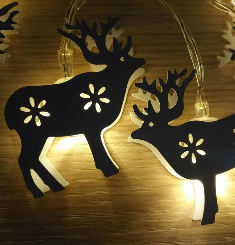 Reindeer Cutout String Lights Metal 4ft. Battery Operated Warm Lights - Image 3 of 4