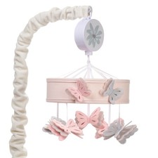 Lambs Ivy Baby Blooms Pink Butterfly Musical Baby Crib Mobile Soother Toy
