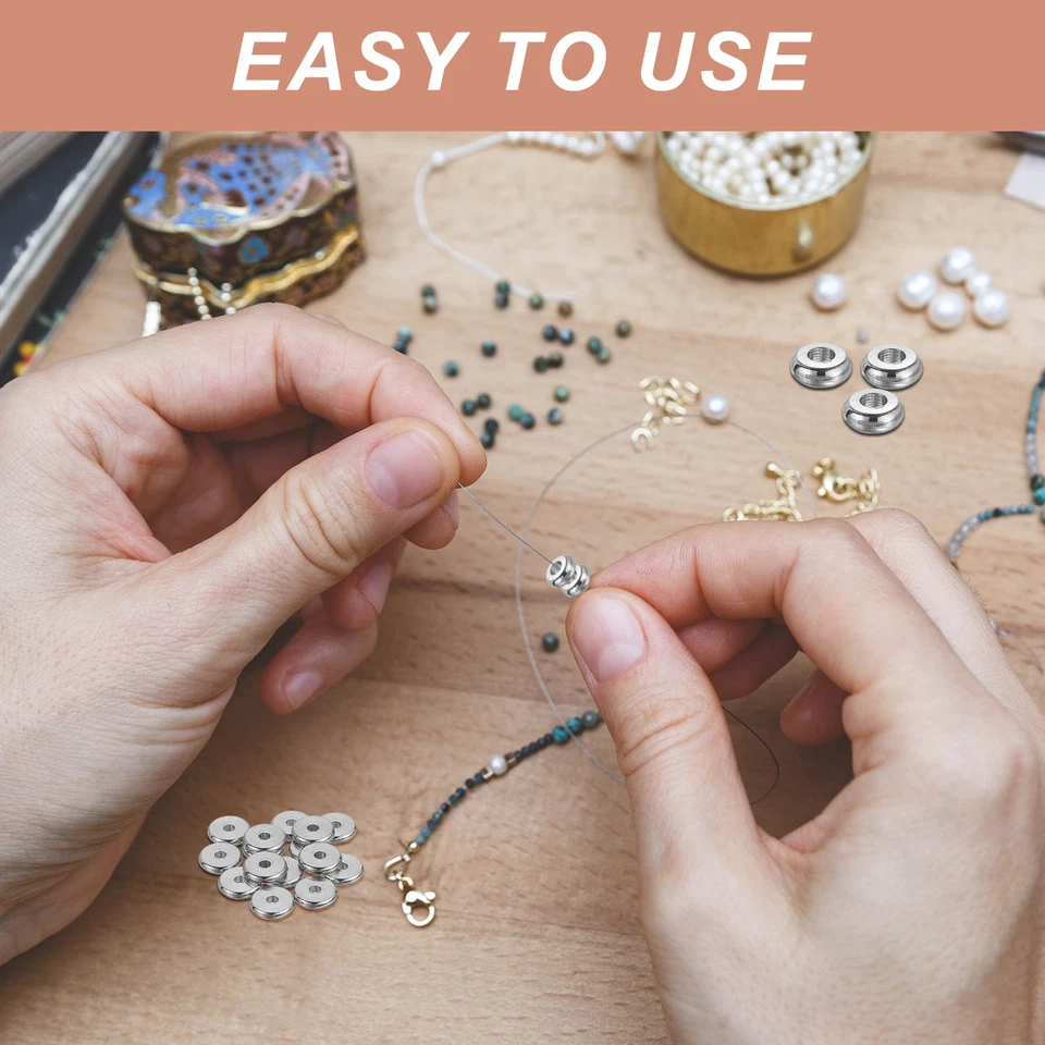 60 Pcs Flat Round Spacer Beads 4mm Heishi Beads, 1.5mm ID x 2mm H Foto 4 de 4