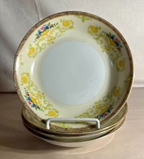 4 Rams Head Japan Floral Urn & Gold Scroll 7 1/2" Coupe Soup Bowls