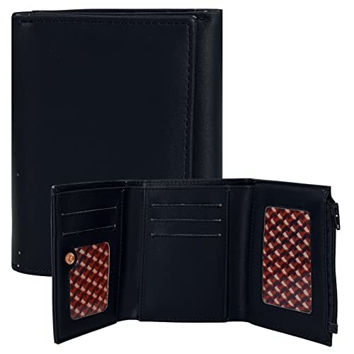 PU Leather Trifold Wallet for Men & Women, RFID Blocking Wallets with 6 Denim