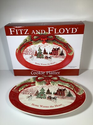 Fitz and Floyd Sentiment cookie or canape Tray ''Home Warms the Heart'' New in Box