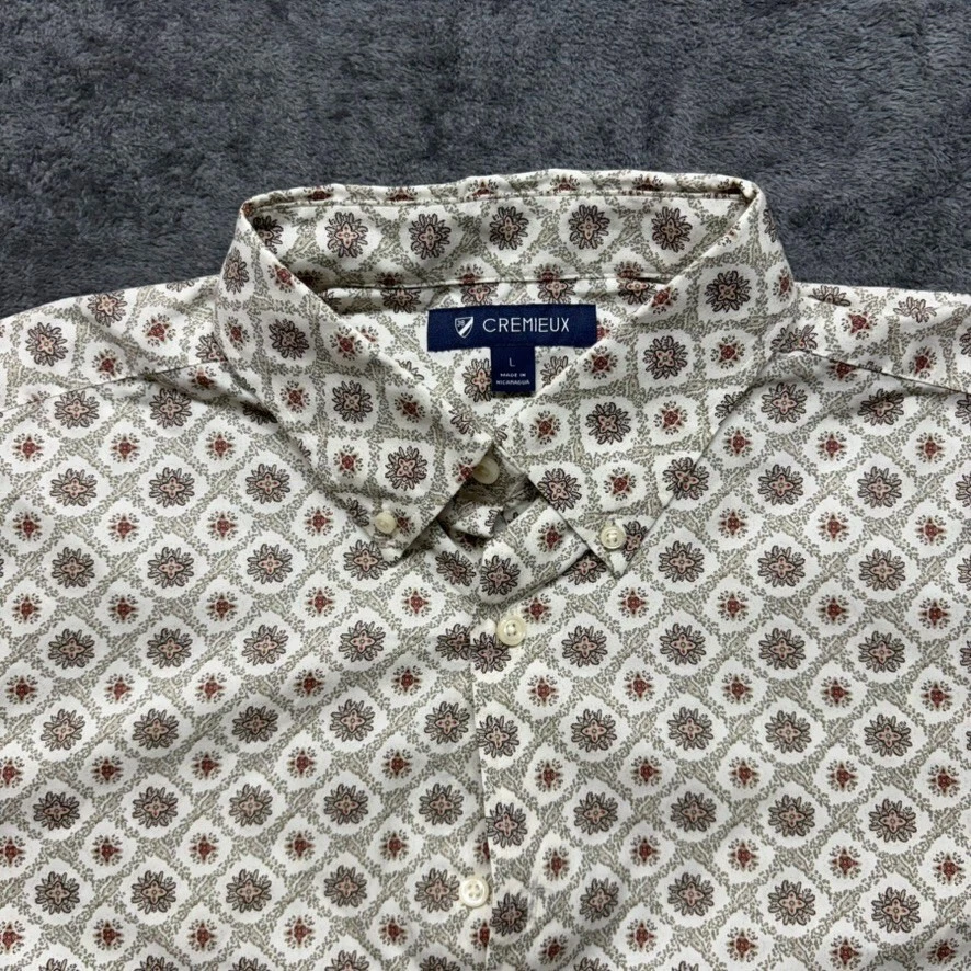 Daniel Cremieux Shirt Mens Large Beige Abstract Button Up Long Sleeve Preppy - Image 3 of 4