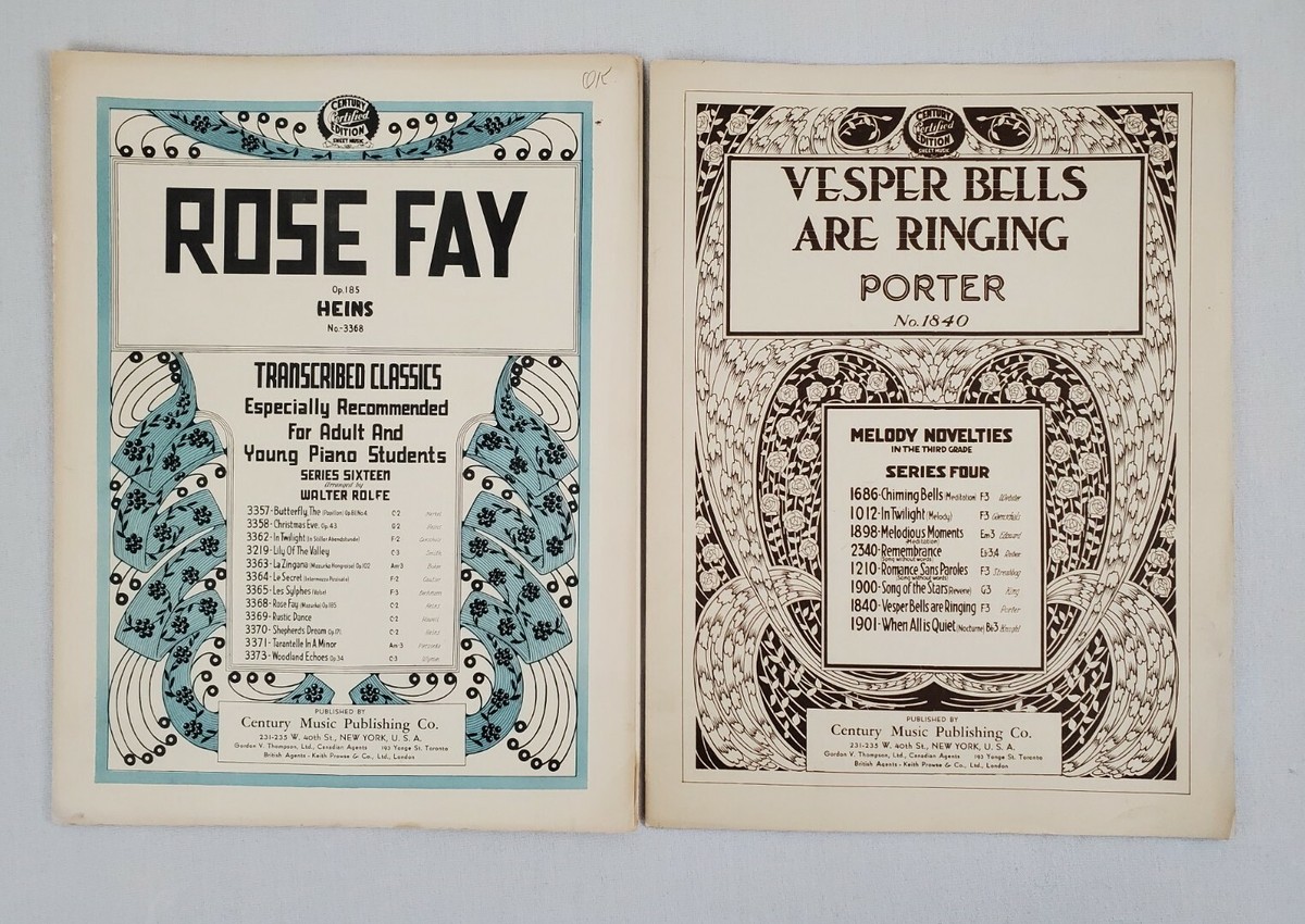 9) Century Certified Edition Sheet Music Song Booklets Piano