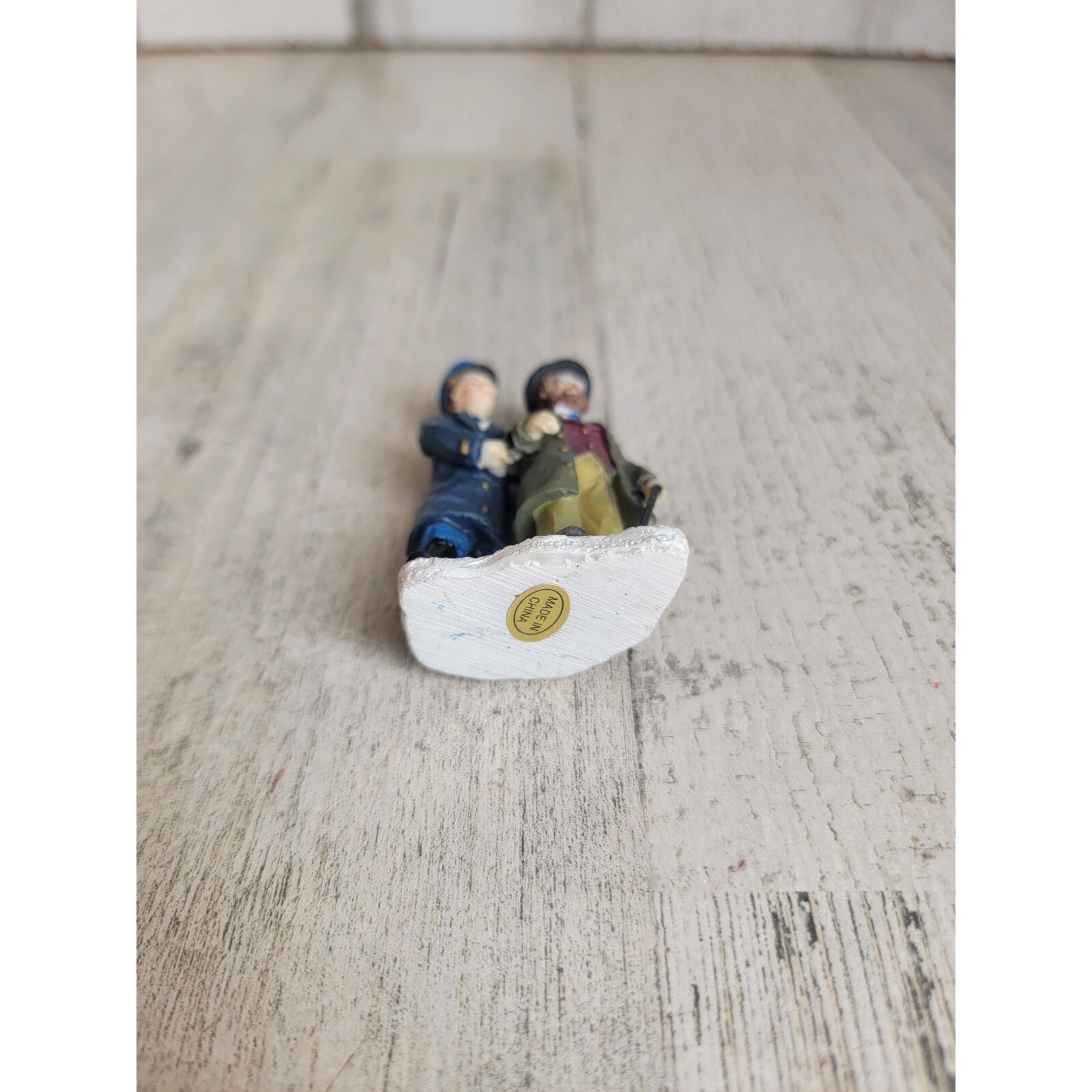 Police cop assisting blind elderly man Village accessory Xmas