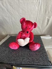Russ Berrie Kisses Pink Valentine Teddy Bear Small Plush Stuffed Animal 10"