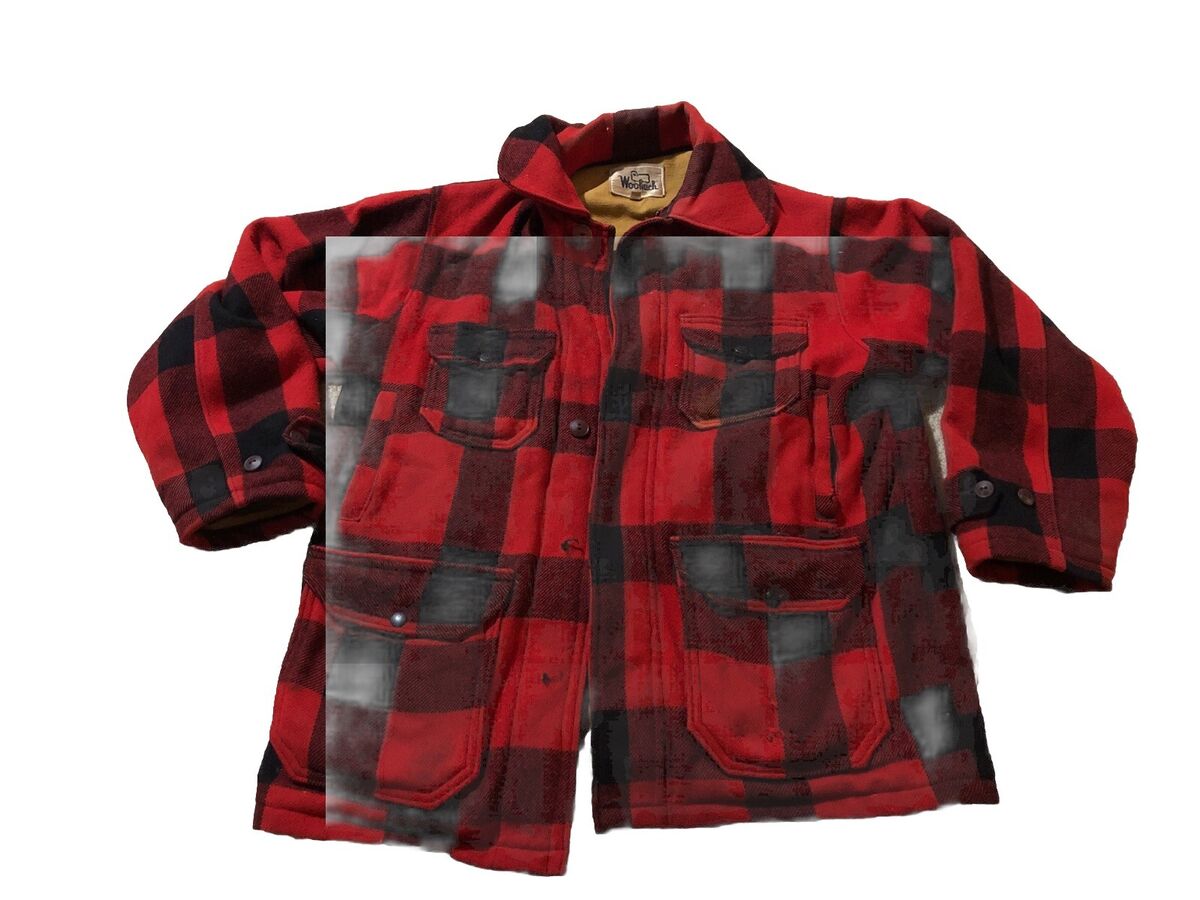 Vintage Woolrich Wool Jacket Sz 42 70s Hunting Plaid Red Vintage Woolrich Wool Jacket Sz 42 70s Hunting Plaid Red