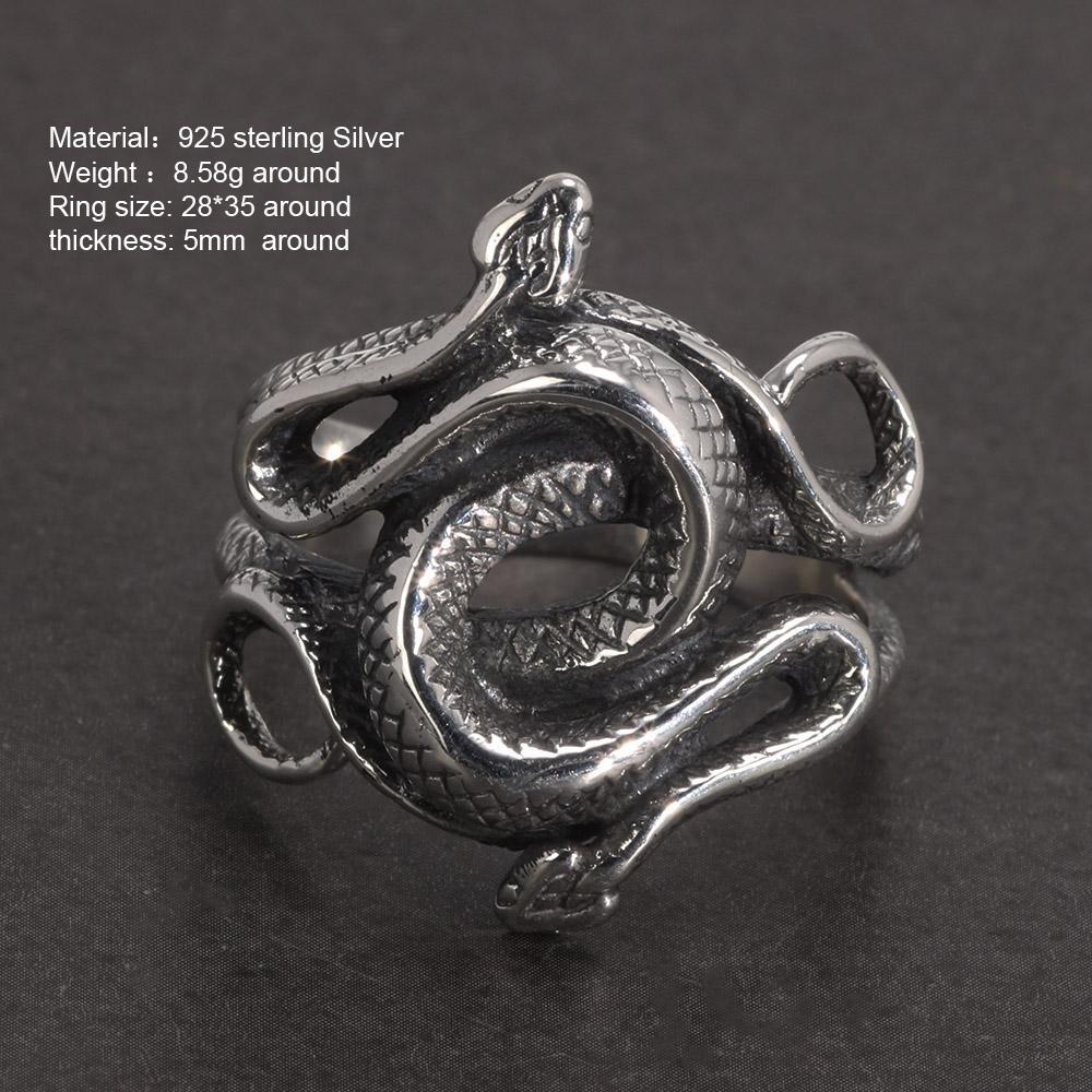 BySilverStone Snake Sterling Silver Men's Ring - Handmade Serpent Design, Oxidized Finish, No Gem - View #10