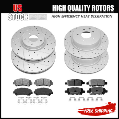 Front Rear Brake Rotors + Ceramic Brake Pads For 2009 - 2022 Nissan Maxima