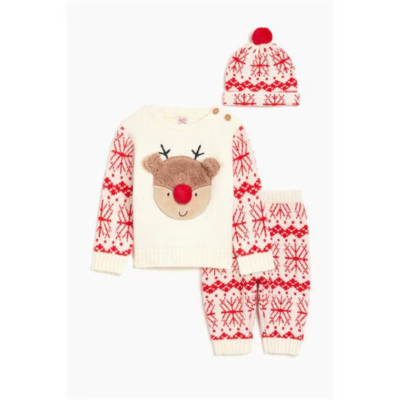 Studio Baby Unisex Reindeer Three Piece Knitted Set Size 18-24 Months