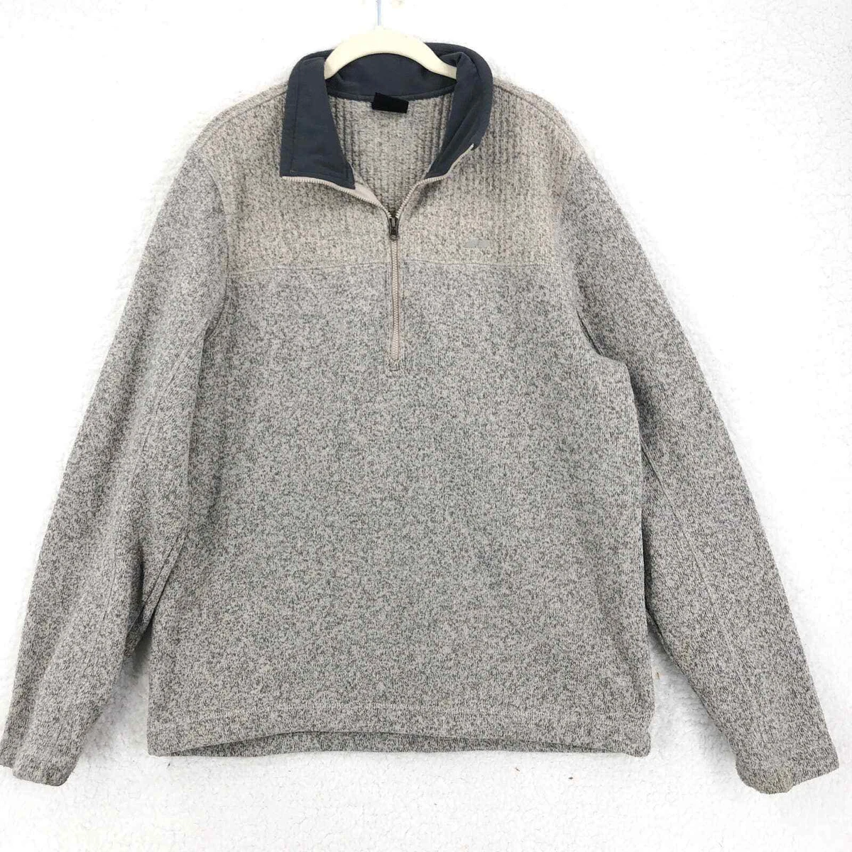 KOPPEN Mens L Gray Marled Fleece 1 4 Zip Pullover Sweater Mock