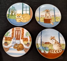 VTG, Artmark, Porcelain, Art Plates, Cats, Kittens, Japan, 7.75" Round, Plates
