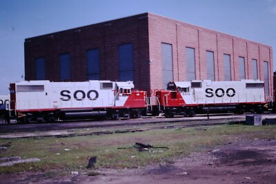 Original 1980 Soo Line GP-38-2 Locomotives Fon Du Lac Yard Slide #3736