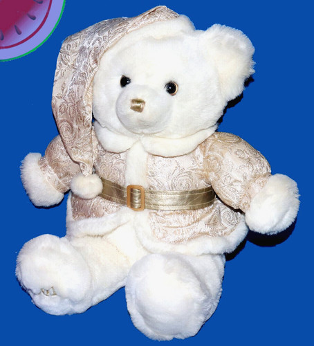 Plush  20" DAN DEE Keepsake Memories TEDDY BEAR 2001 CHRISTMAS Gold WHITE Boy