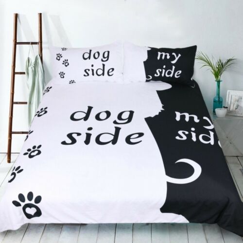 Couples Dog/My Side Doona Duvet Quilt Cover Set King/Queen/Double Size Bedding - Picture 3 of 14